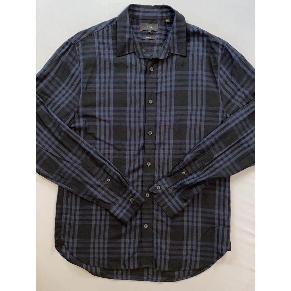 Vince Classic Fit Lightweight Long Sleeve Button Down Flannel Sport Shirt Mens M